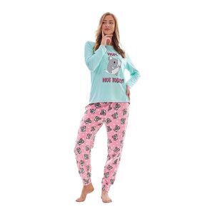 Keanu Womens/Ladies Not Today Koala Microfleece Long Pyjama Set / Blue/Pink